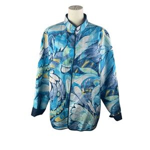 Alfred Dunner Woman Lightweight Jacket Kimono Multicolor Abstract Floral Sz 22 W